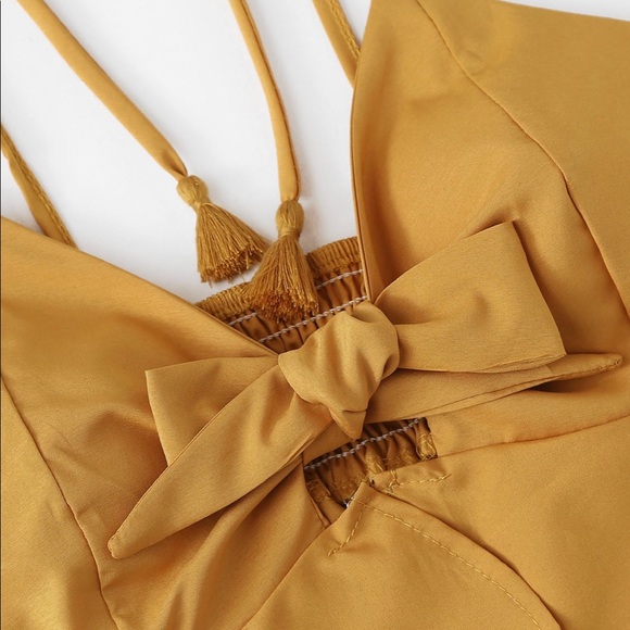 Mustard crop top cami tie front - Picture 3 of 4